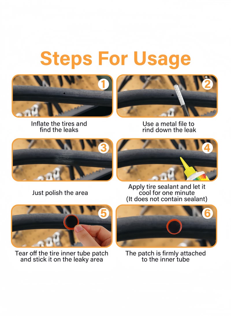 UANIQ Tire Repair Kit 96 PCS Bike Tire Patch Kit Round and Square Bicycle Puncture Repair Patches Portable Tyre Repair for Road MTB and Mountain Bikes (Mega Pack) - Image 4